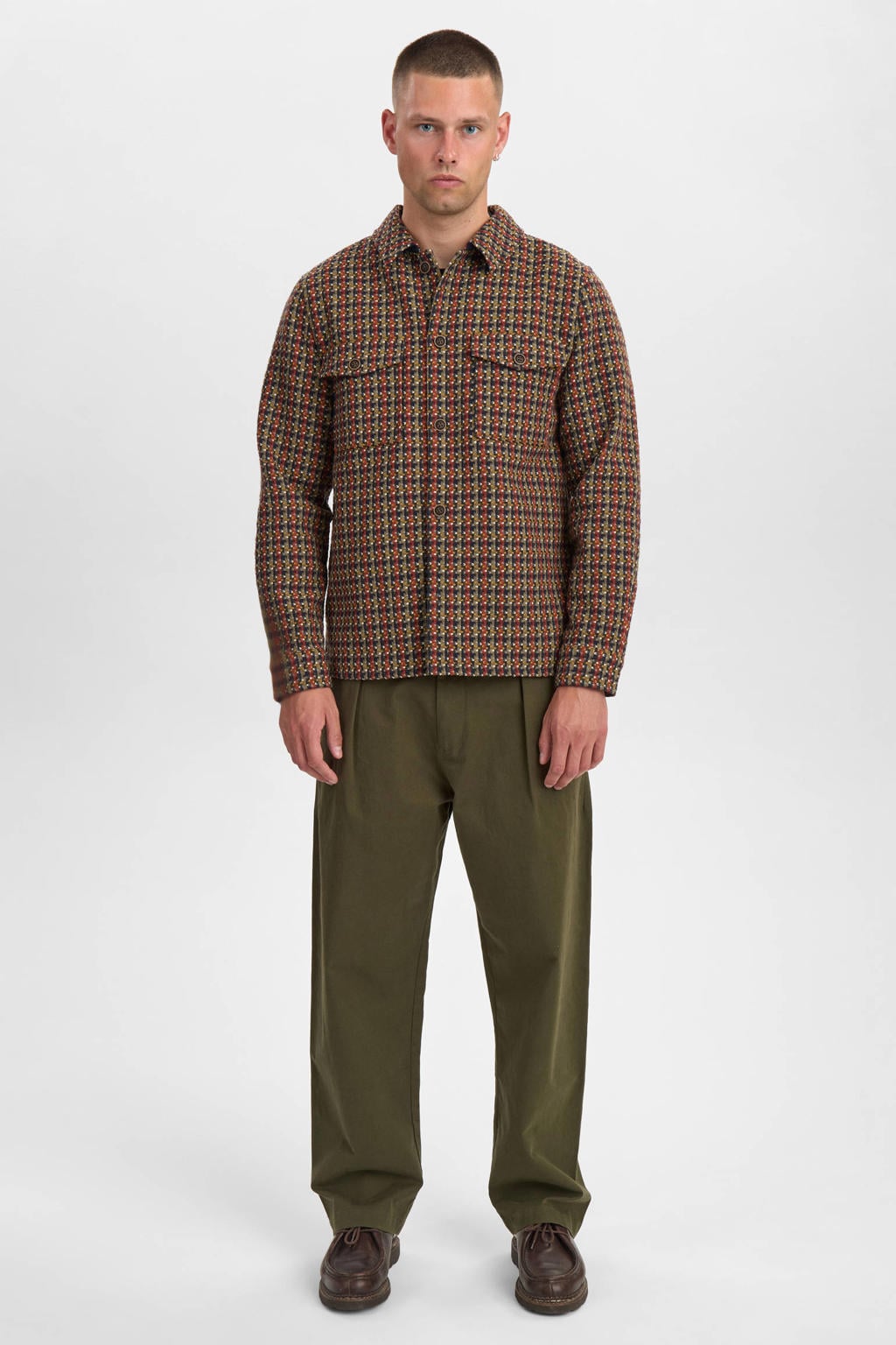 Anerkjendt overshirt met wol roodbruin