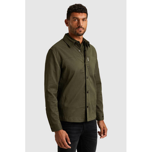 Cast Iron overshirt met textuur olijfgroen afbeelding