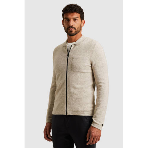 Cast Iron gebreid vest met wol beige afbeelding