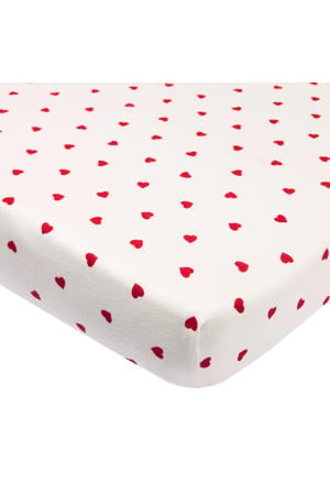 boxmatras hoeslaken Sweet Heart wit/rood