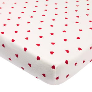 boxmatras hoeslaken Sweet Heart wit/rood