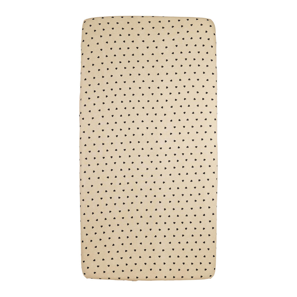 Meyco wieg hoeslaken Sweet Heart beige/zwart