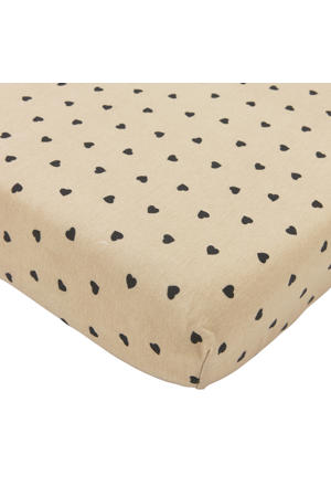 wieg  hoeslaken Sweet Heart beige/zwart
