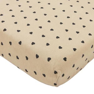 wieg hoeslaken Sweet Heart beige/zwart