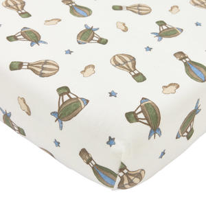 wieg hoeslaken Air Balloons ecru/groen/blauw