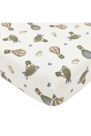 wieg hoeslaken Air Balloons ecru/groen/blauw