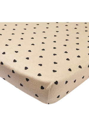 boxmatras hoeslaken  Sweet Heart beige/zwart