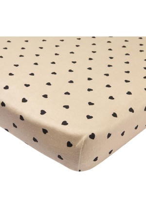 boxmatras hoeslaken  Sweet Heart beige/zwart