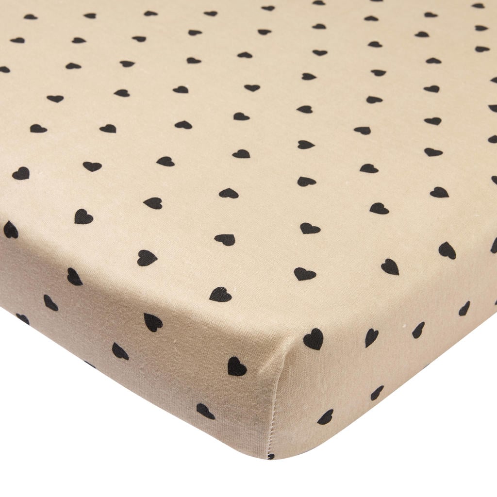 Meyco boxmatras hoeslaken Sweet Heart beige/zwart