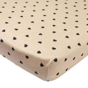 boxmatras hoeslaken Sweet Heart beige/zwart