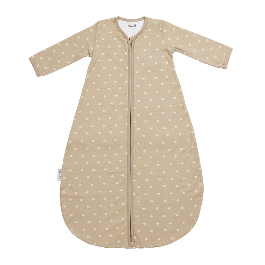 Meyco jersey baby slaapzak Sweet Heart sand/soft sand