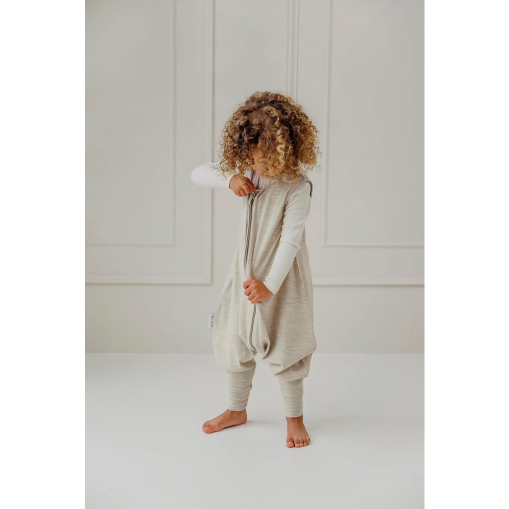 Meyco merinowollen slaapoverall jumper sand melange