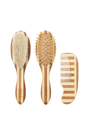 bamboe kapset Stripe natural/walnut - 3-delig