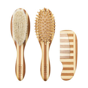 bamboe kapset Stripe natural/walnut - 3-delig