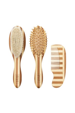 bamboe kapset Stripe natural/walnut - 3-delig