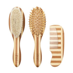 bamboe kapset Stripe natural/walnut - 3-delig
