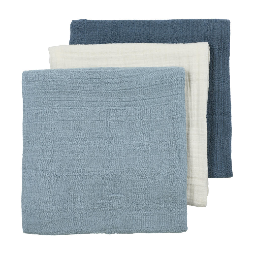 Meyco pre-washed hydrofiele doek - natural/jeans blue/indigo (set van 3)