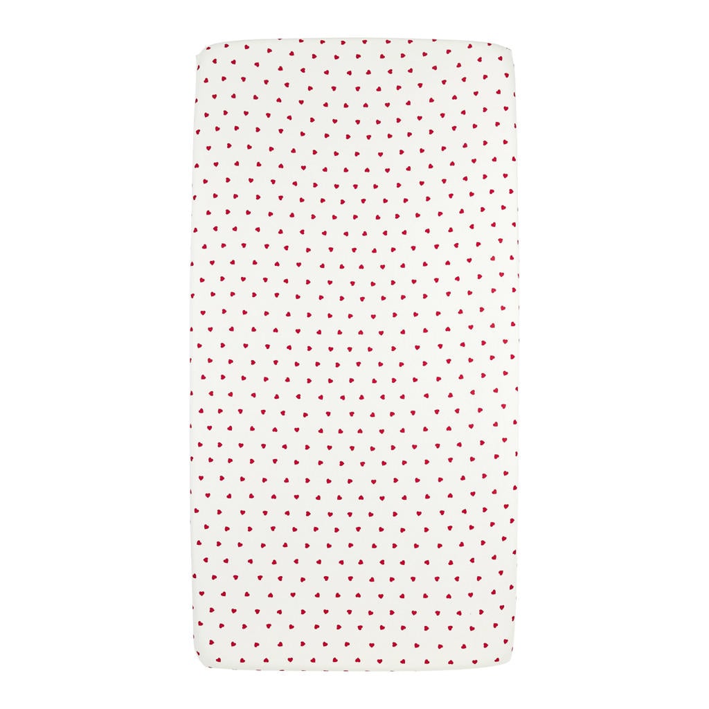 Meyco ledikant hoeslaken Sweet Heart white/red
