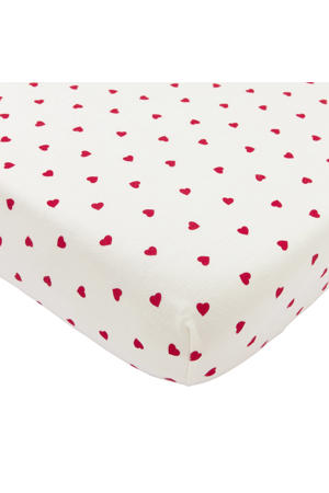 ledikant hoeslaken Sweet Heart white/red