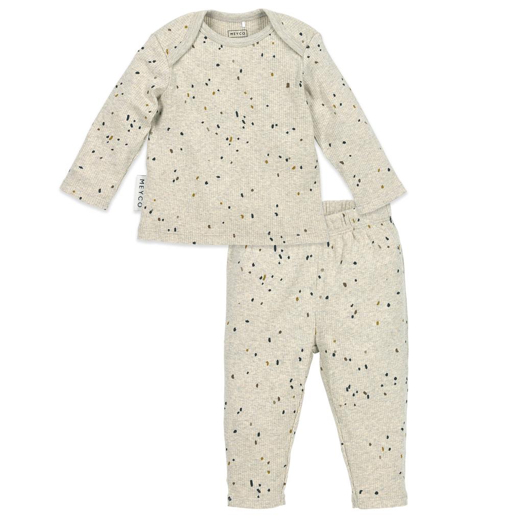 Meyco Rib Mini Spot pyjama - sand melange