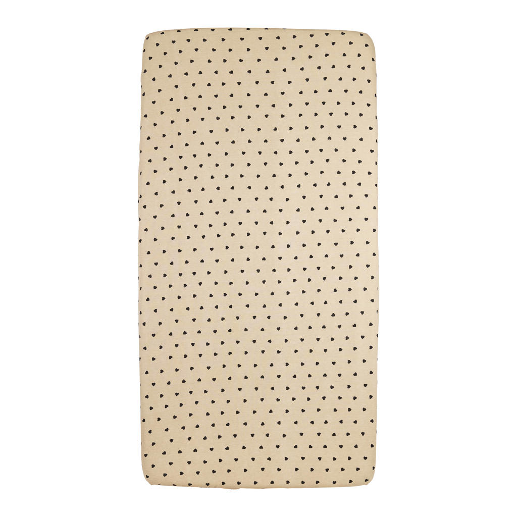 Meyco hoeslaken co-sleeper Sweet Heart soft sand/black