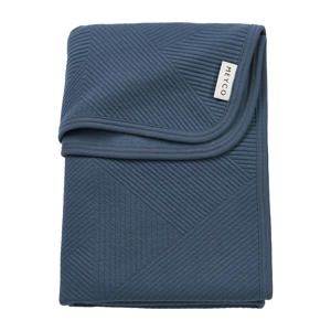 ledikant deken Jacquard met flanel donkerblauw