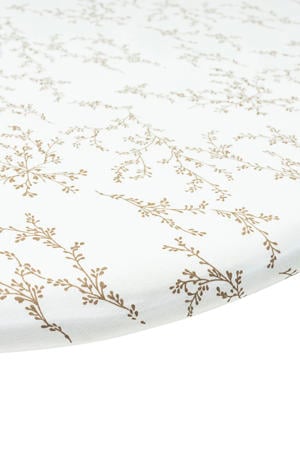 rond boxmatras hoeslaken Branches wit/beige