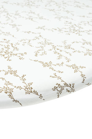 rond boxmatras hoeslaken Branches wit/beige