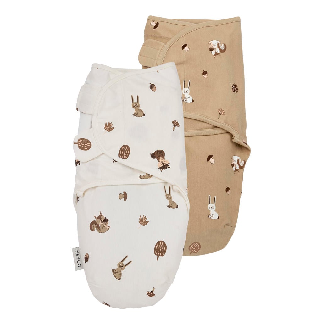 Meyco swaddle inbakerdoek Forest Animals - sand (set van 2)