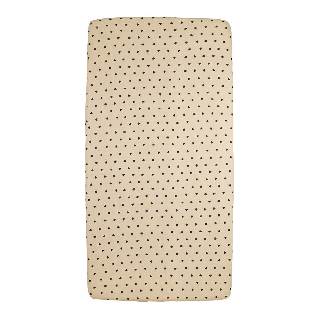 Meyco hoeslaken ledikant Sweet Heart beige/zwart