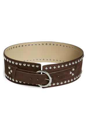 tailleriem PCOLINA met studs donkerbruin