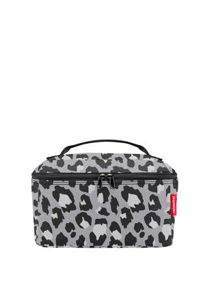 toilettas Travelling Beautycase met panterprint grijs
