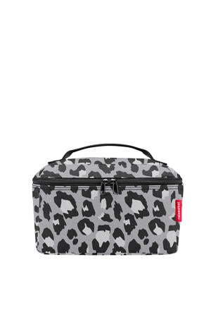 toilettas Travelling Beautycase met panterprint grijs