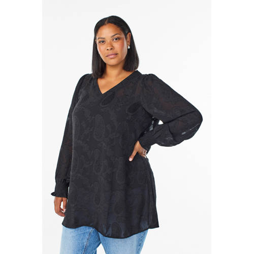 Zizzi tuniek met paisley print zwart afbeelding