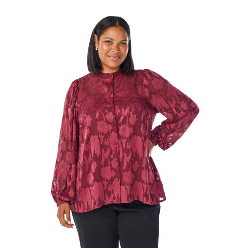 Zizzi gebloemde blouse donkerrood afbeelding