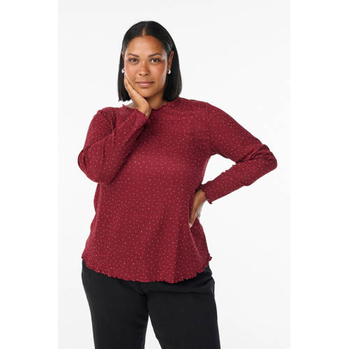 Zizzi glitter top donkerrood afbeelding