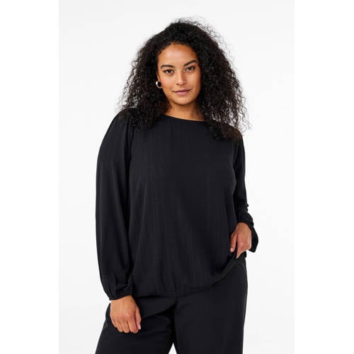 Zizzi blousetop zwart met lurex afbeelding