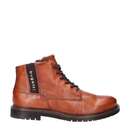 Bugatti leren veterboots cognac afbeelding