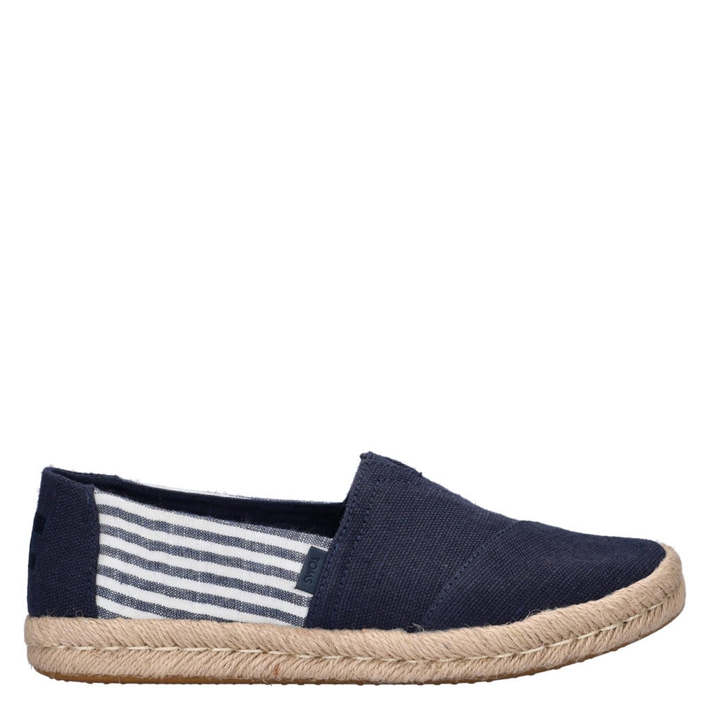 Donkerblauwe dames Toms espadrilles van textiel