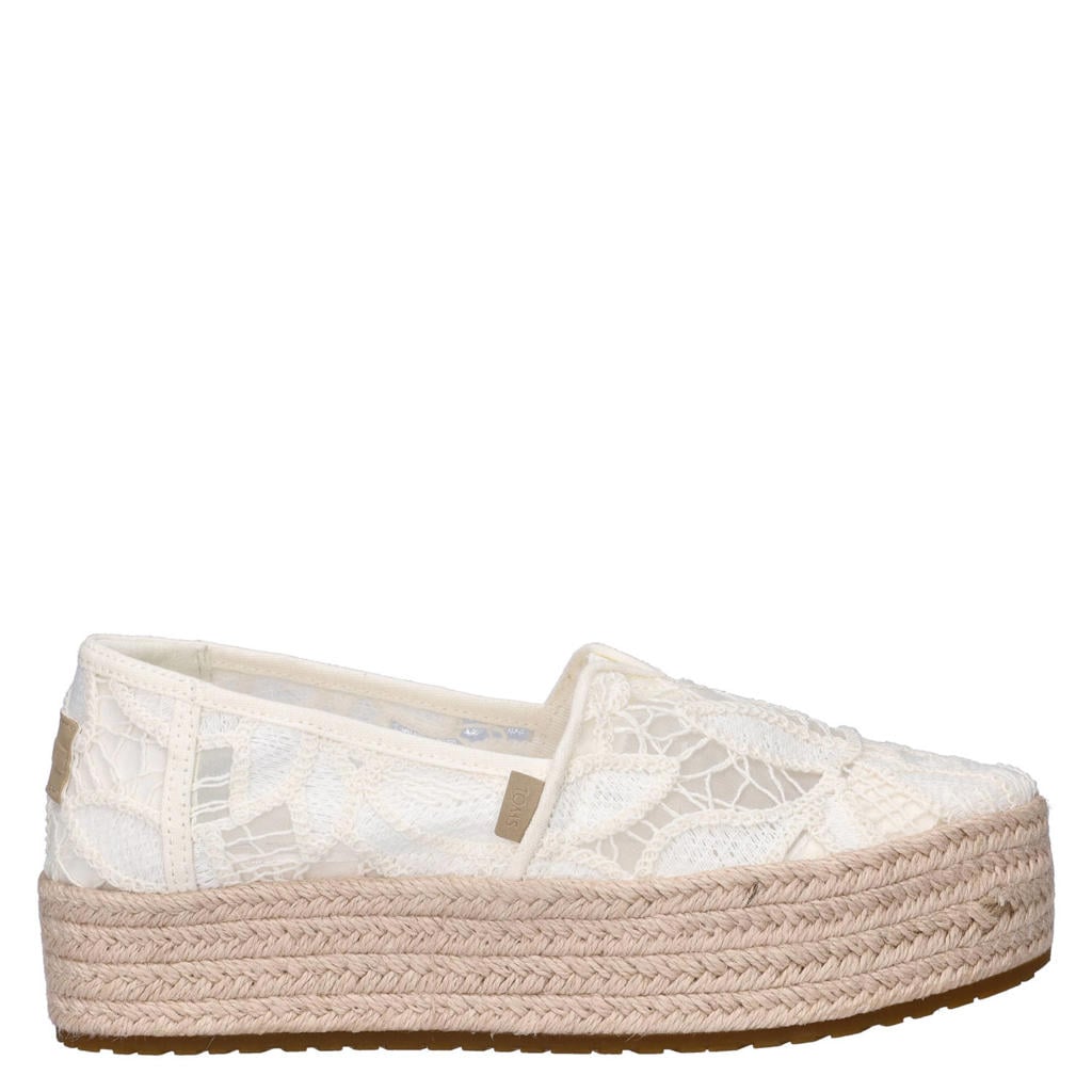 Witte dames Toms espadrilles plateauzool van textiel