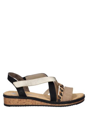 sandalen zwart/goud/panter