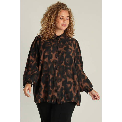 Yest Curve blouse met panterprint bruin afbeelding
