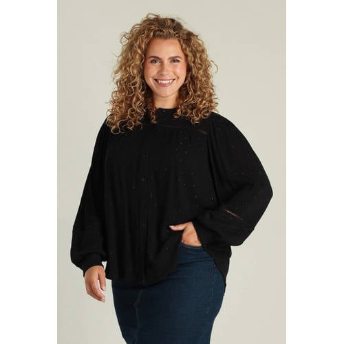 Yest Curve blouse zwart met lurex afbeelding