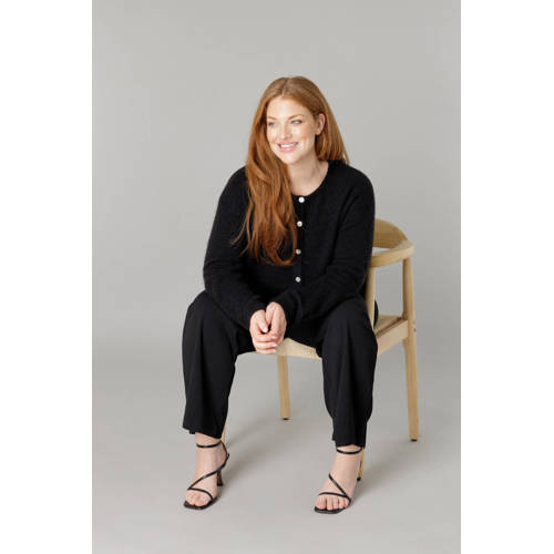 Base Level Curvy cardigan met wol zwart afbeelding