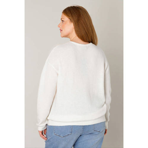 Base Level Curvy cardigan met wol ecru afbeelding
