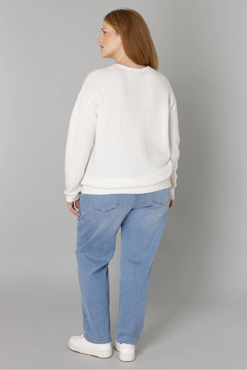 Base Level Curvy cardigan met wol ecru