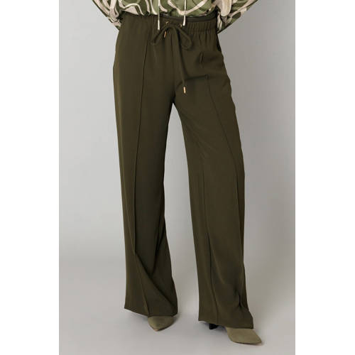 Yest wide leg high waist casual broek kaki afbeelding