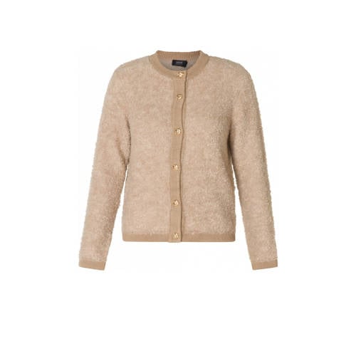 Yest gebreid vest met wol beige afbeelding
