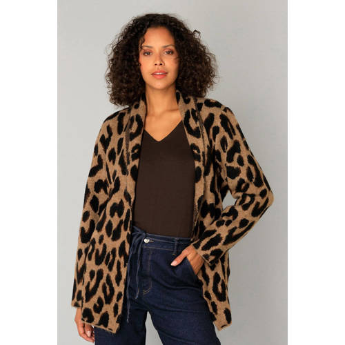 Yest vest met panterprint camel gebreid afbeelding