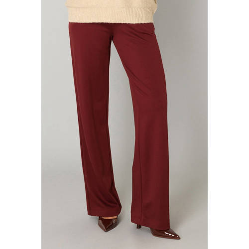 Yest wide leg high waist casual broek donkerrood afbeelding